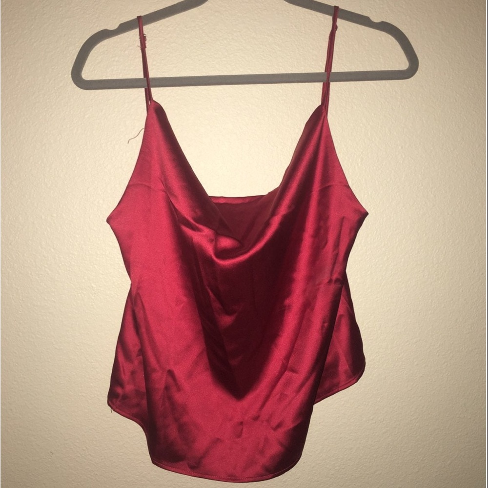 red silk cami
